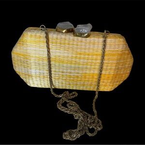 LIKHÂ Yellow Orange & Cream Woven Clutch Purse NEW Handmade Bag